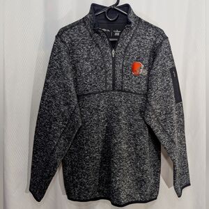 Men's Antigua Heathered Black Cleveland Browns Quarter Zip Pullover Jacket, L